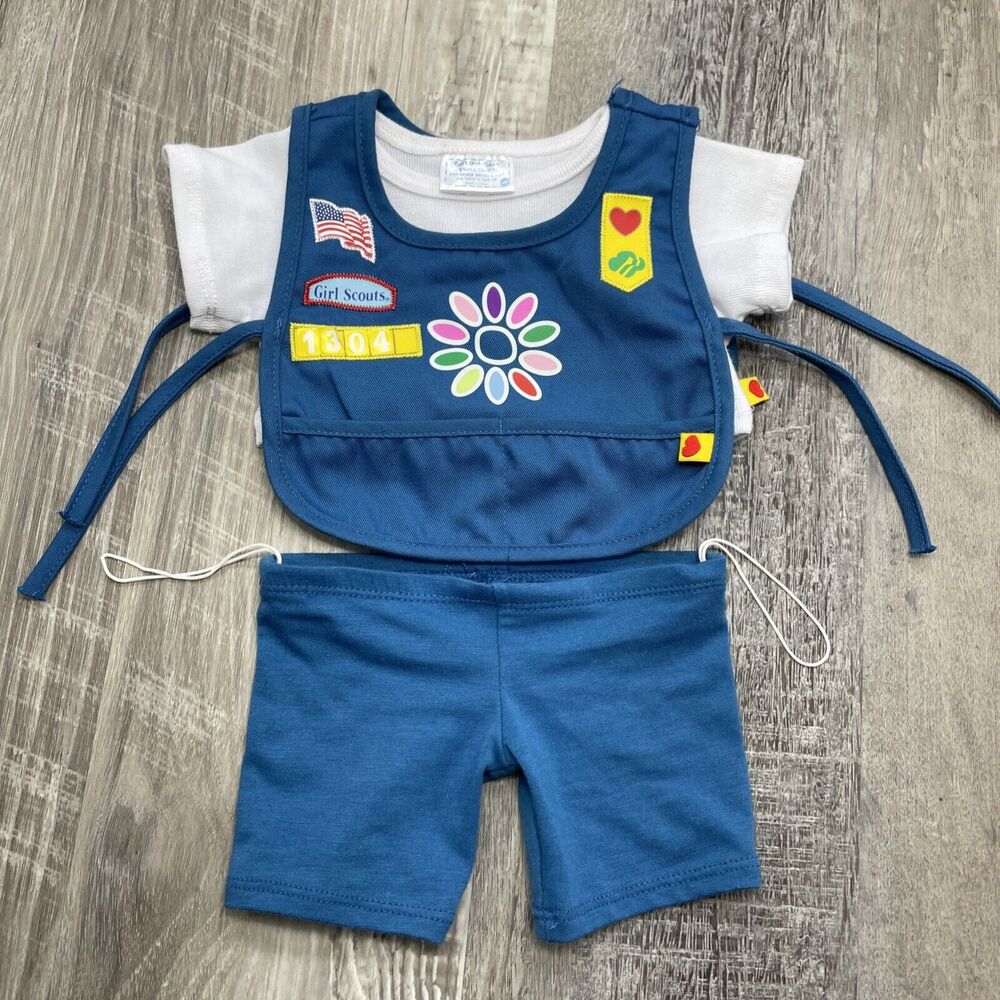 Build A Bear Girl Scouts Blue Apron Short Sleeve Tshirt and Pants